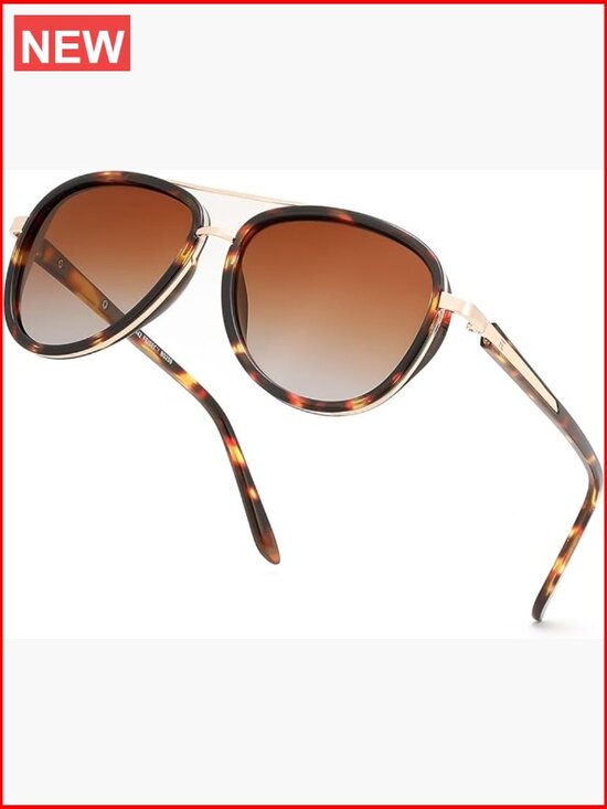 Retro Square Polarized Aviator Sunglasses with High-Quality Metal Frame main image 7